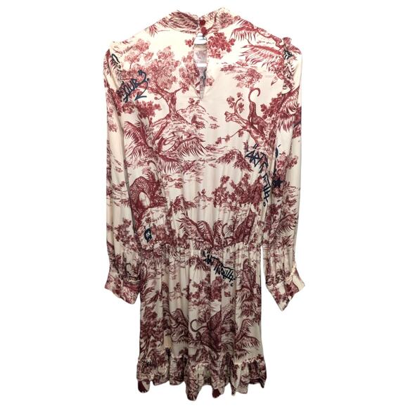 Zadig & Voltaire Rocket Toile De Jouy Satin Mock Neck Long Sleeve Dress Small - Picture 4 of 16